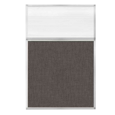 VERSARE Hush Panel Configurable Cubicle Partition 4' x 6' W/ Window Mocha Fabric Clear Fluted Window 1812487-1